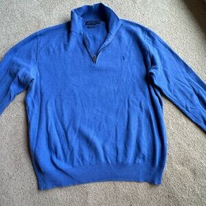 Ralph Lauren Men's Blue pull over Zip-Up  collar Sweater